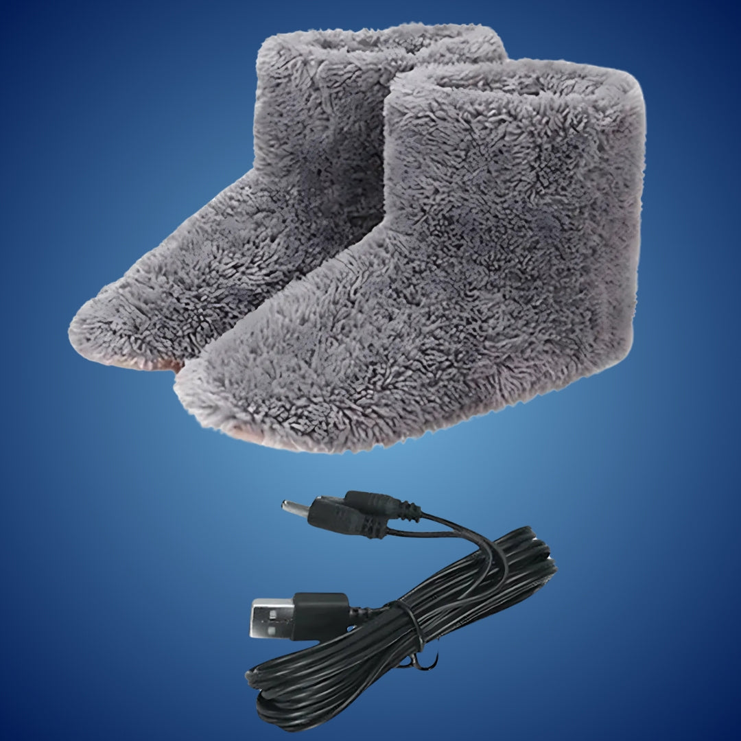 WärmeKomfort | Beheizte Hausschuhe – Verstellbare Temperatur – Weiches Fleece – USB-Aufladung – Gegen kalte Füße