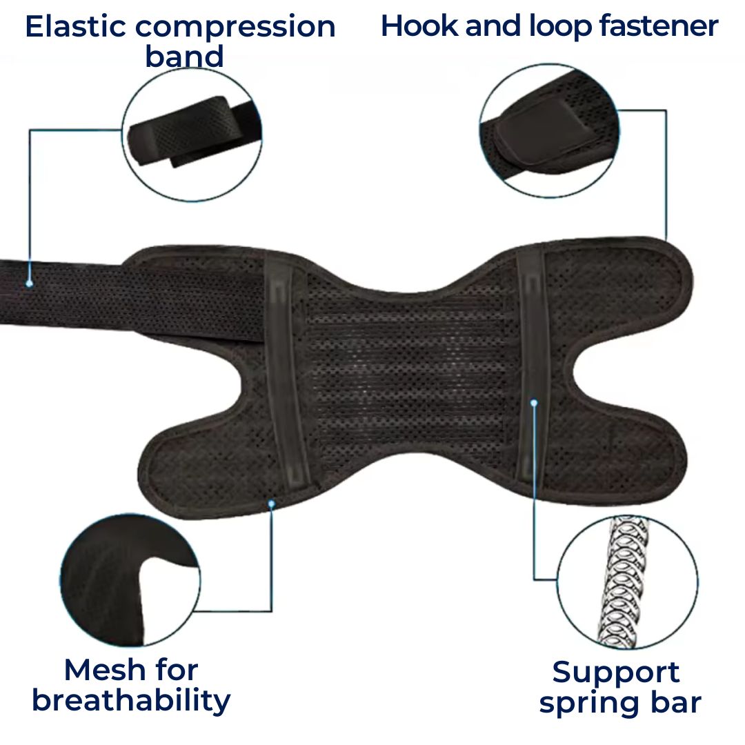 FlexGuard Kniebandage | Mit Federstützen und Spannriemen – Stabilität, Schmerzlinderung und Schutz