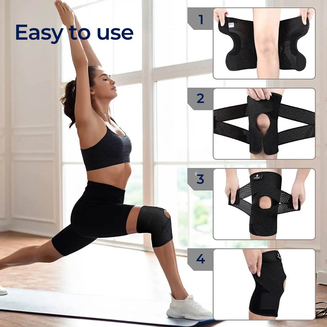 FlexGuard Kniebandage | Mit Federstützen und Spannriemen – Stabilität, Schmerzlinderung und Schutz