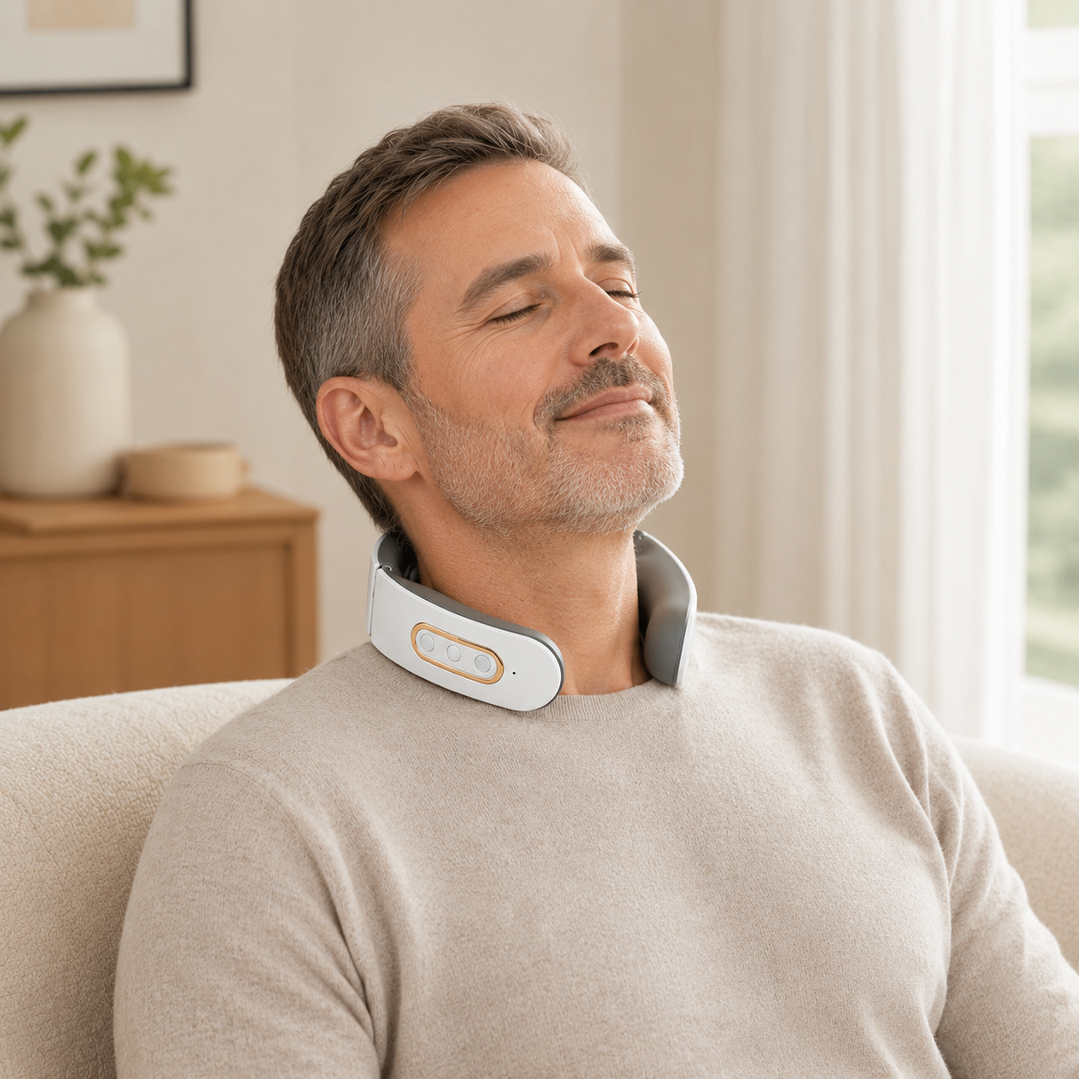 NeckVital EMS Nackenmassagegerät - Muskelstimulation - Schmerzlinderung - Wärmetherapie - Einstellbare Intensität für Zuhause, Büro, Reise