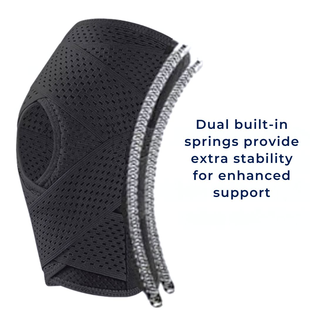 FlexGuard Kniebandage | Mit Federstützen und Spannriemen – Stabilität, Schmerzlinderung und Schutz