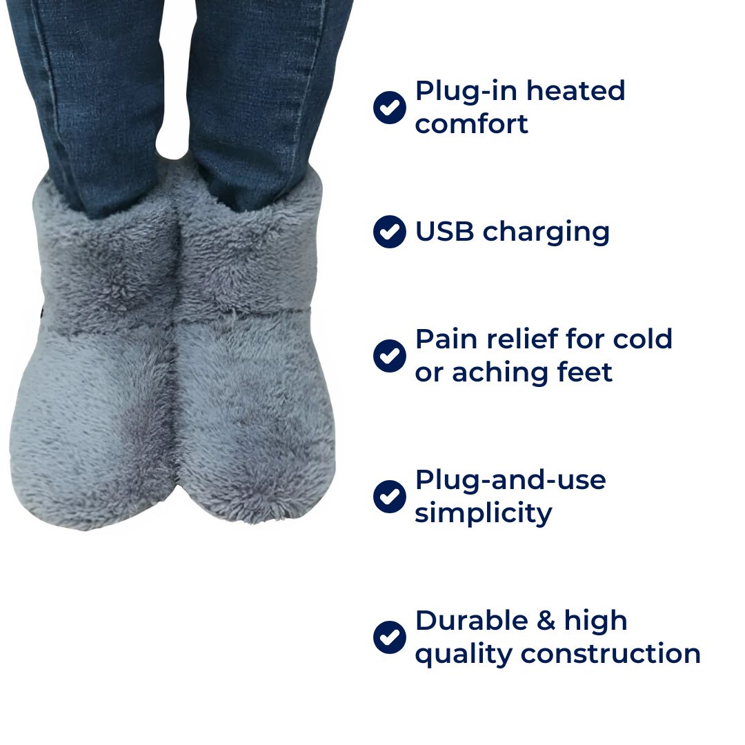 WärmeKomfort | Beheizte Hausschuhe – Verstellbare Temperatur – Weiches Fleece – USB-Aufladung – Gegen kalte Füße