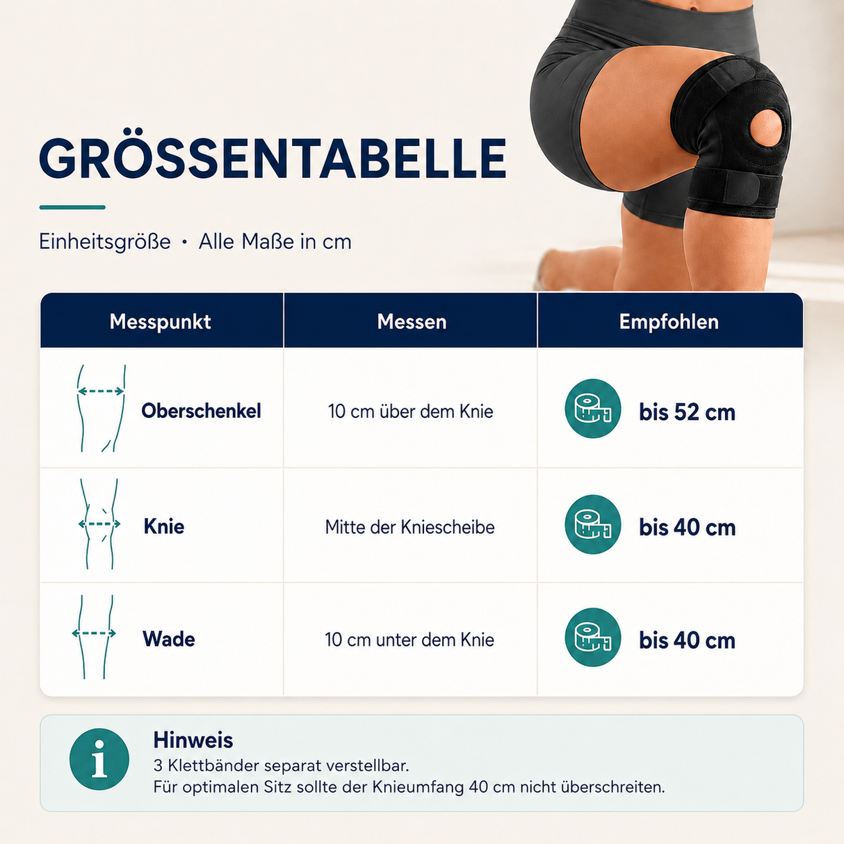 KnieAktiv Kniebandage mit Kompression | Verstellbarer Halt für Sport