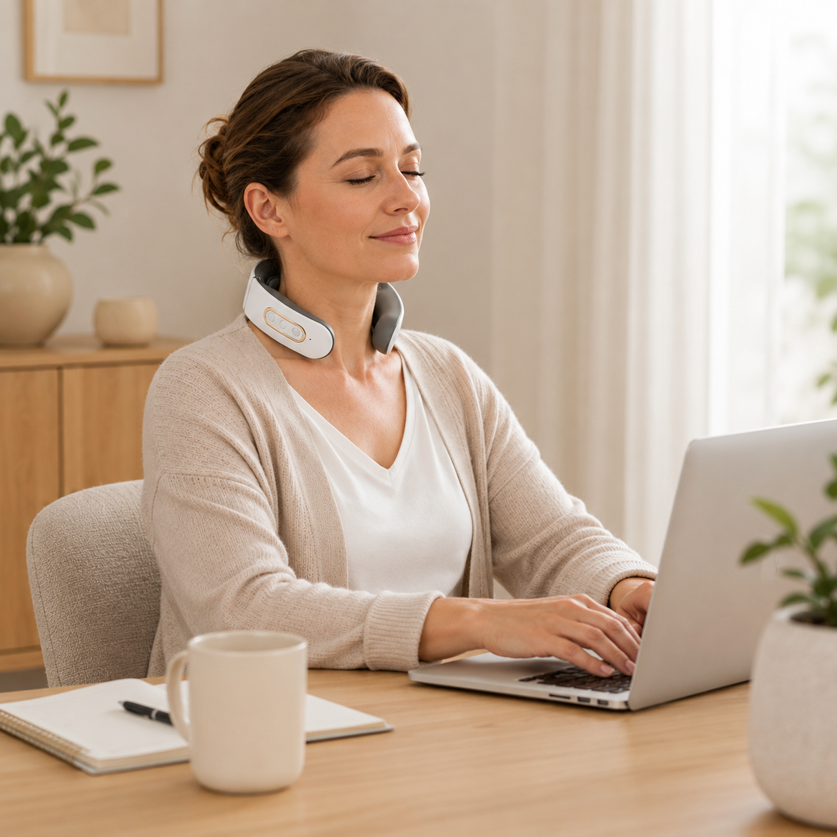 NeckVital EMS Nackenmassagegerät - Muskelstimulation - Schmerzlinderung - Wärmetherapie - Einstellbare Intensität für Zuhause, Büro, Reise